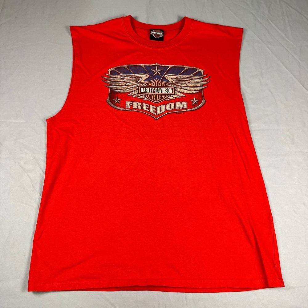 Harley-Davidson Mens Freedom Muscle Tee Red Wildcat London KY Skull Shirt Large